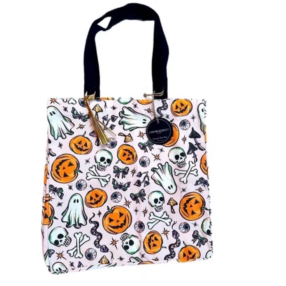 Cynthia Rowley 100% Cotton Canvas Reusable Halloween Tote Bag New With Tags